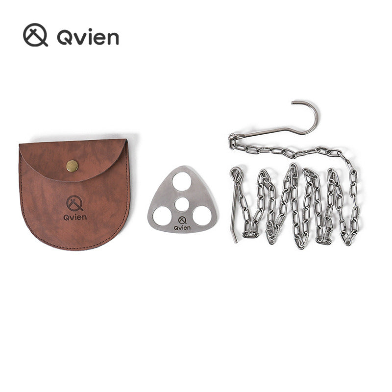 Stainless Steel Camping Tripod Board with Chain – Portable Outdoor Cooking Pot Hanger