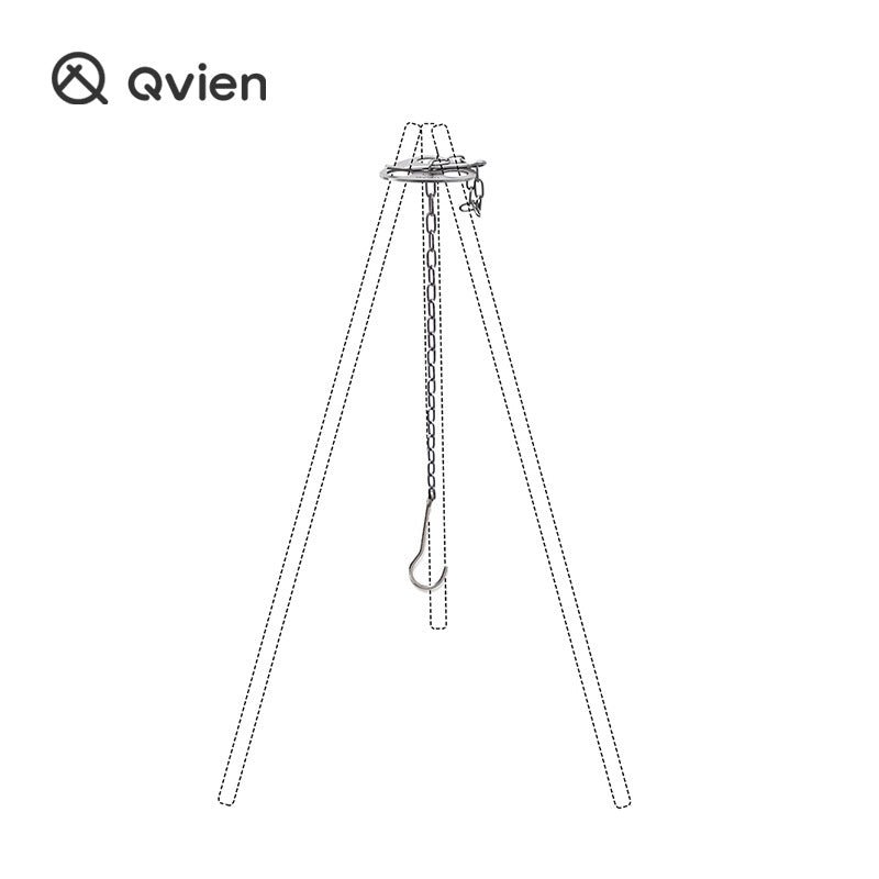 Stainless Steel Camping Tripod Board with Chain – Portable Outdoor Cooking Pot Hanger