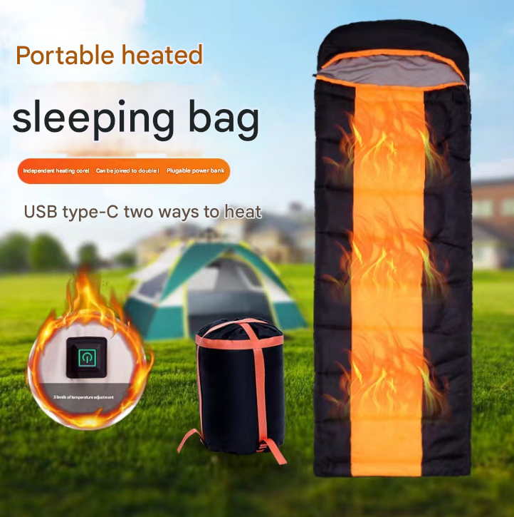 USB Heated Camping Sleeping Bag – Waterproof, Portable, Winter Outdoor Gear