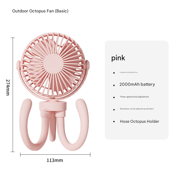 Portable Camping Fan with LED Light – USB Rechargeable Tent Ceiling & Tripod Fan 3-Speed Brushless Motor