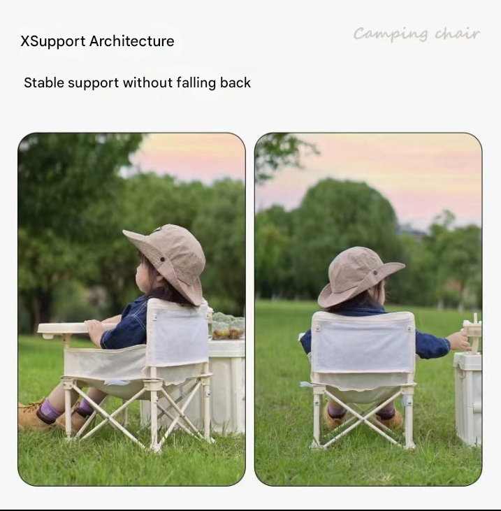 Portable Baby Camping Chair – Foldable Outdoor Toddler Dining Seat with Tray & Straps