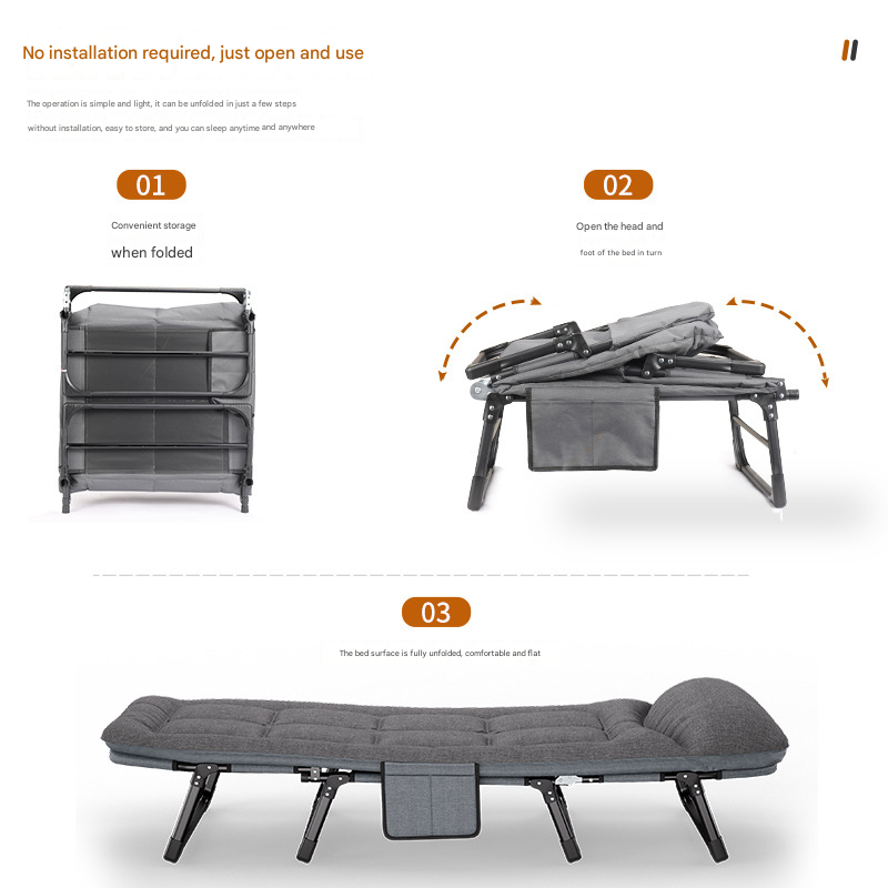 Heavy Duty Folding Camping Cot with Mattress – 8-Leg Recliner Bed for Outdoor & Office Na