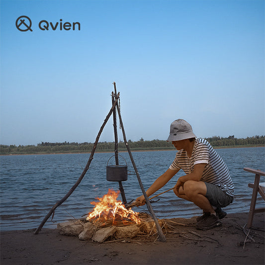 Stainless Steel Camping Tripod Board with Chain – Portable Outdoor Cooking Pot Hanger