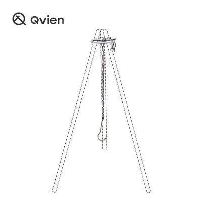 Stainless Steel Camping Tripod Board with Chain – Portable Outdoor Cooking Pot Hanger