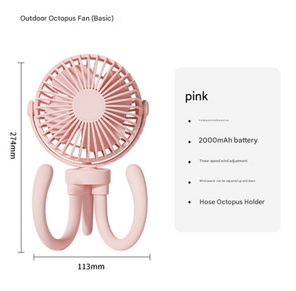 Portable Camping Fan with LED Light – USB Rechargeable Tent Ceiling & Tripod Fan 3-Speed Brushless Motor