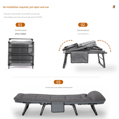 Heavy Duty Folding Camping Cot with Mattress – 8-Leg Recliner Bed for Outdoor & Office Na